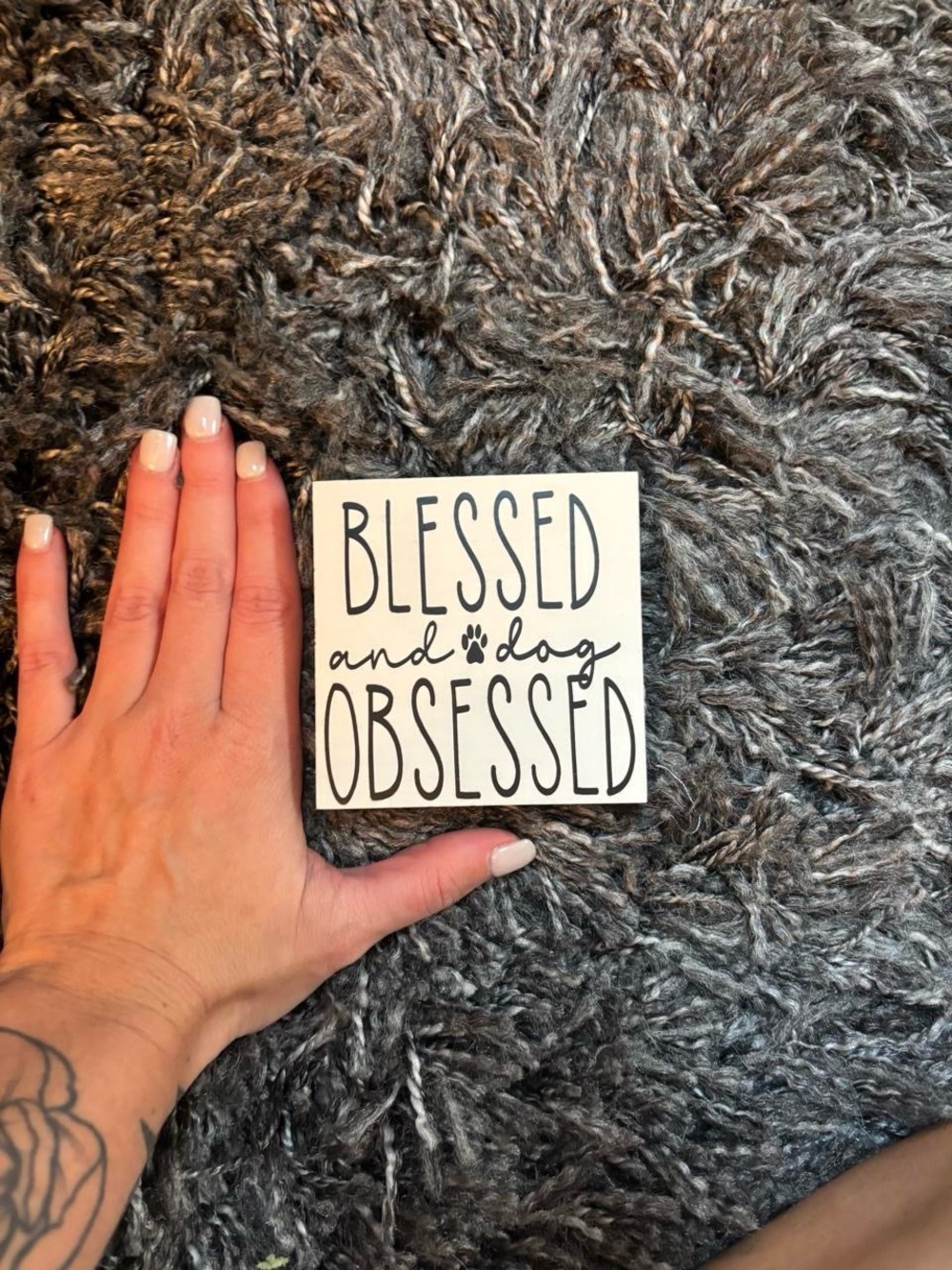 Blessed and Dog Obsessed Decorative Wall Sign - White and Black